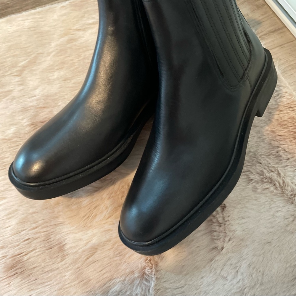 ZARA Leather Low Heel Ankle Boots - Picture 5 of 8